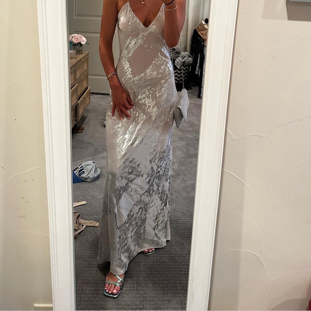 Zara Elegant Silver Evening Gown